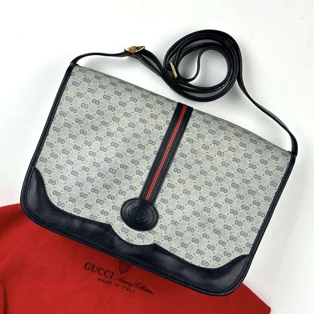 Gucci Sherry Line Navy Leather Micro GG Shoulder Bag Pre-Owned