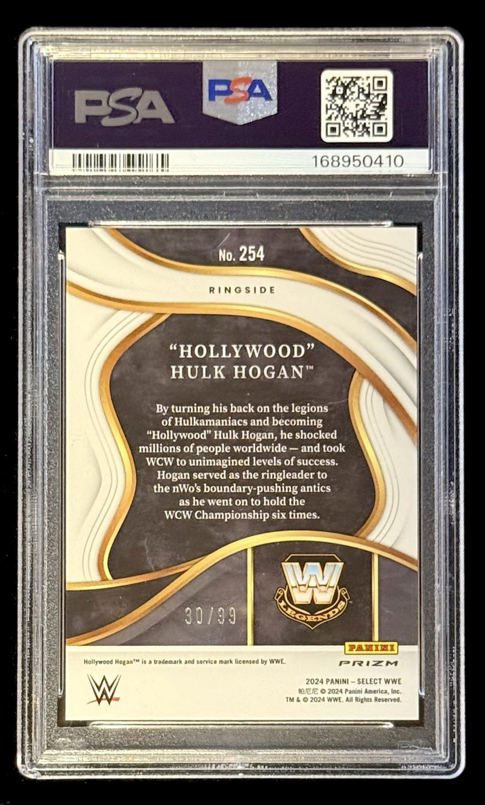 Hulk Hogan 2024 Panini Select WWE Red Wave Prizm Ringside #’d/99 PSA 10 GEM MINT view 2