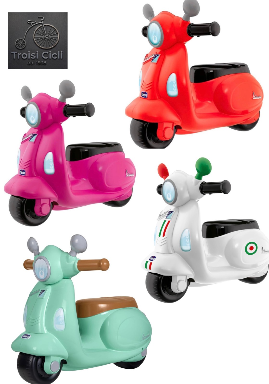 Chicco Vespa Primavera Cavalcabile Bambini Luci Suoni Ruote Rimovibili 1-3 anni