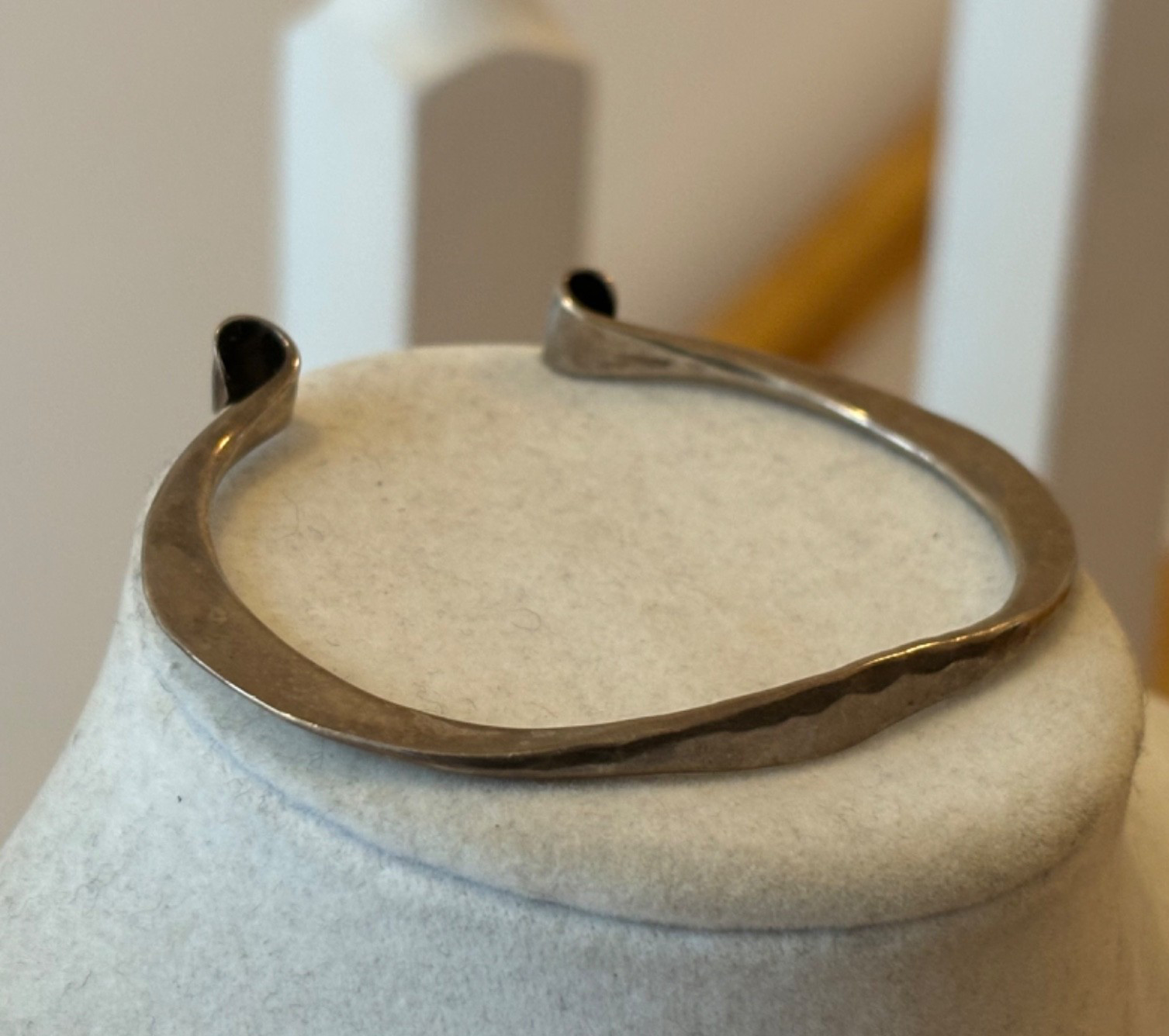 Sterling Silver Hammered Scroll Cuff Bracelet Han… - image 8