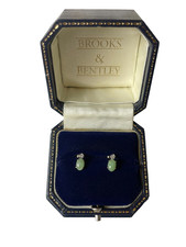 Jade and Diamond Earrings 9ct Gold Vintage Jade Cabochon & Diamond Stud Earrings
