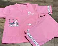 Kids Veterinarian Costume Doctor Vet Pretend Play Outfit Small Pink