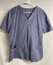 Cherokee Uniform Unisex Scrub Top Gray Size Large V-Neck