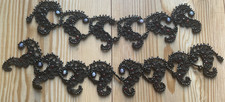 Antique Victorian Black Jet Glass Beaded Mourning Trim w/ Red Faceted Beads