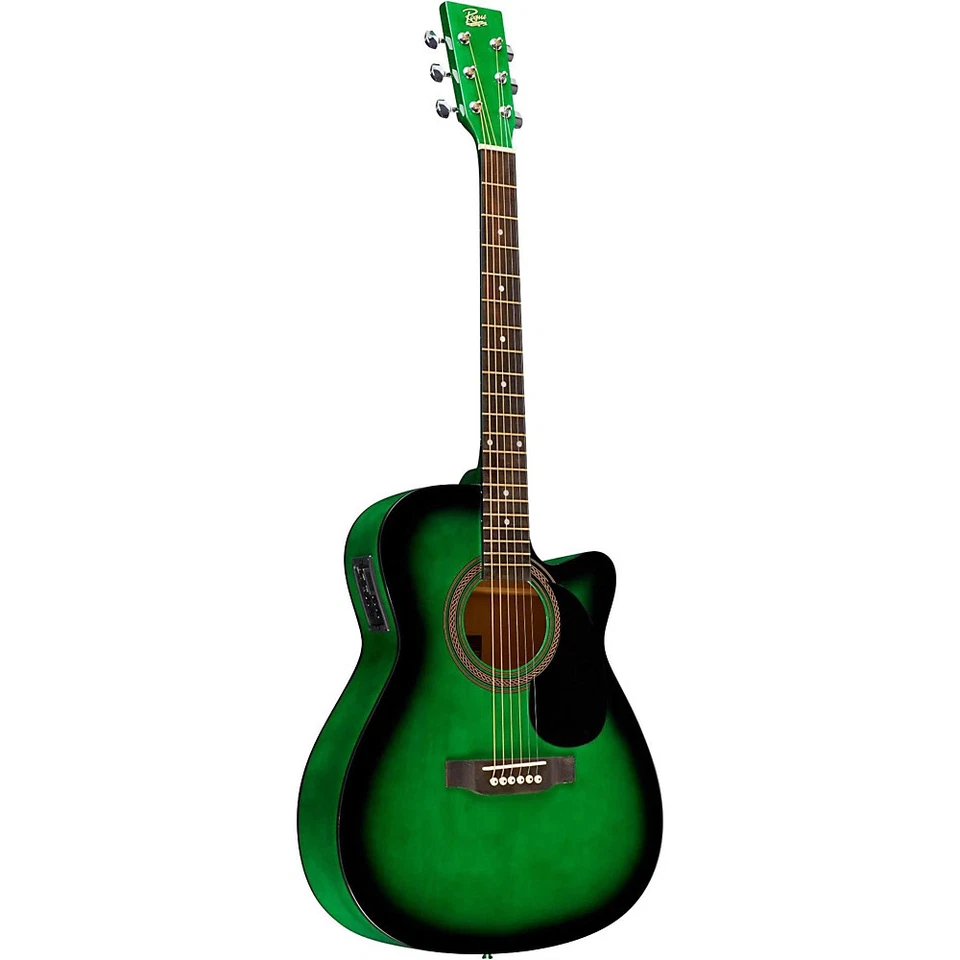Rogue RA-090 Concert Cutaway Acoustic-Electric Guitar Green Blue Burst - Image 3 of 4