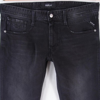Mens Replay M914 ANBASS Stretch Slim Tapered Grey Jeans W34 L32