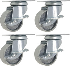 4 All Steel Swivel Plate Caster Wheels W Brake Lock Heavy Duty High-Gauge Steel