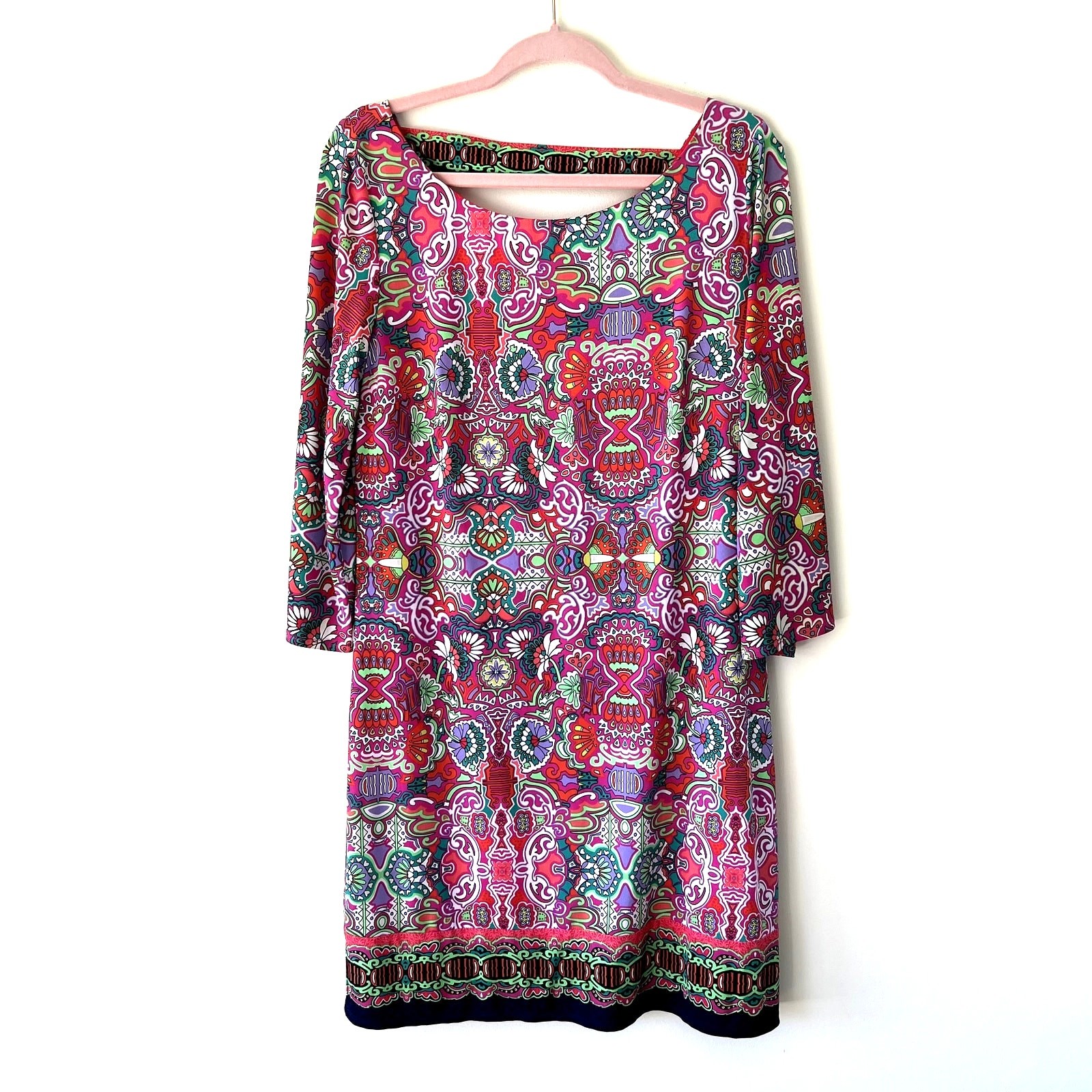 Laundry Womens Colorful Shift Dress Boho Print Size Medium Hippie Indie Artsy