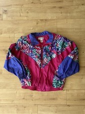 Vintage 90s Colorblock Windbreaker Jacket Womens L Pink Blue Retro
