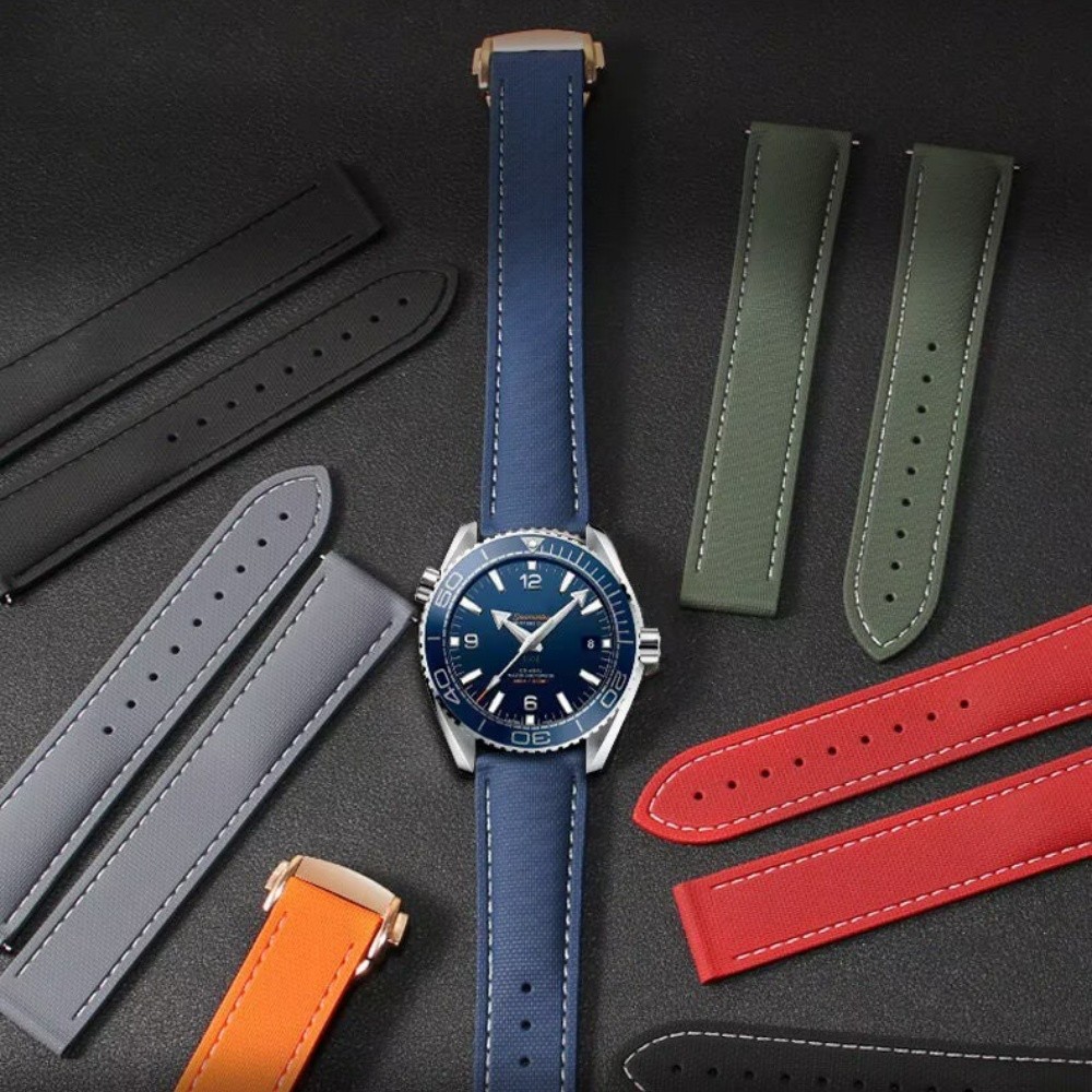 Premium Fluororubber Wrist Strap For Tudor Rolex Omega Longines Fold Buckle Band - Picture 9 of 17