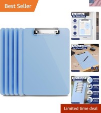 Light Blue Plastic Clipboard with Low Profile Clip Pack of 6 - Letter Size Cl...