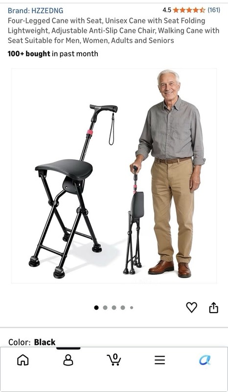 BAND NEW HZZEDNG foldable aluminum walking cane with seat supports up to 400lbs