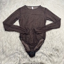 Vintage Y2K Victoria's Secret Women's M Sheer Mesh Leopard Print Bodysuit Alt