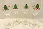 Set Of 4 Christmas Tree Wine Glasses Goblets Luminarc Durand NOEL Holidays NOS