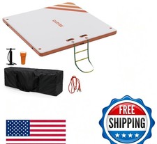 Inflatable Floating Dock, Multi-Person Non Slip Floating Platform, Air Pump In