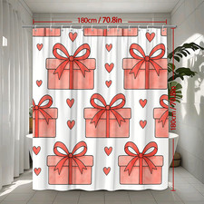 Cute Pink Gift Shower Curtain with Hearts and Bows