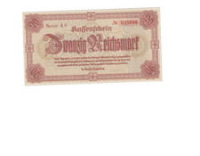 GERMANY- SUDETENLAND AND LOWER SILESIA 1945 20 REICHSMARK BANKNOTE P187 UNC