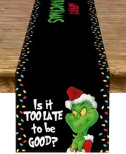 Green Christmas Table Runner Xmas Buffalo Plaid Check Winter Holiday Birthday...