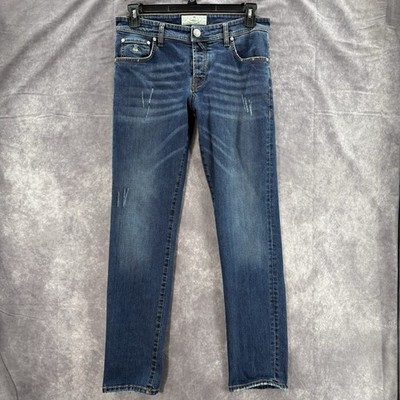 Luigi Borrelli Jeans Mens 33x32 Med Blue Wash Straight Leg Italy 