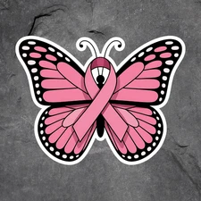 Breast Cancer Butterfly sticker vinyl decal pink ribbon awareness art