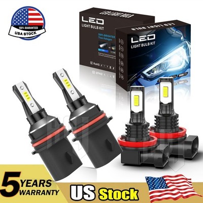 For Pontiac G5 2007 -2010 4X 6000KLED Headlight High Low Beam + Fog Light Bulbs