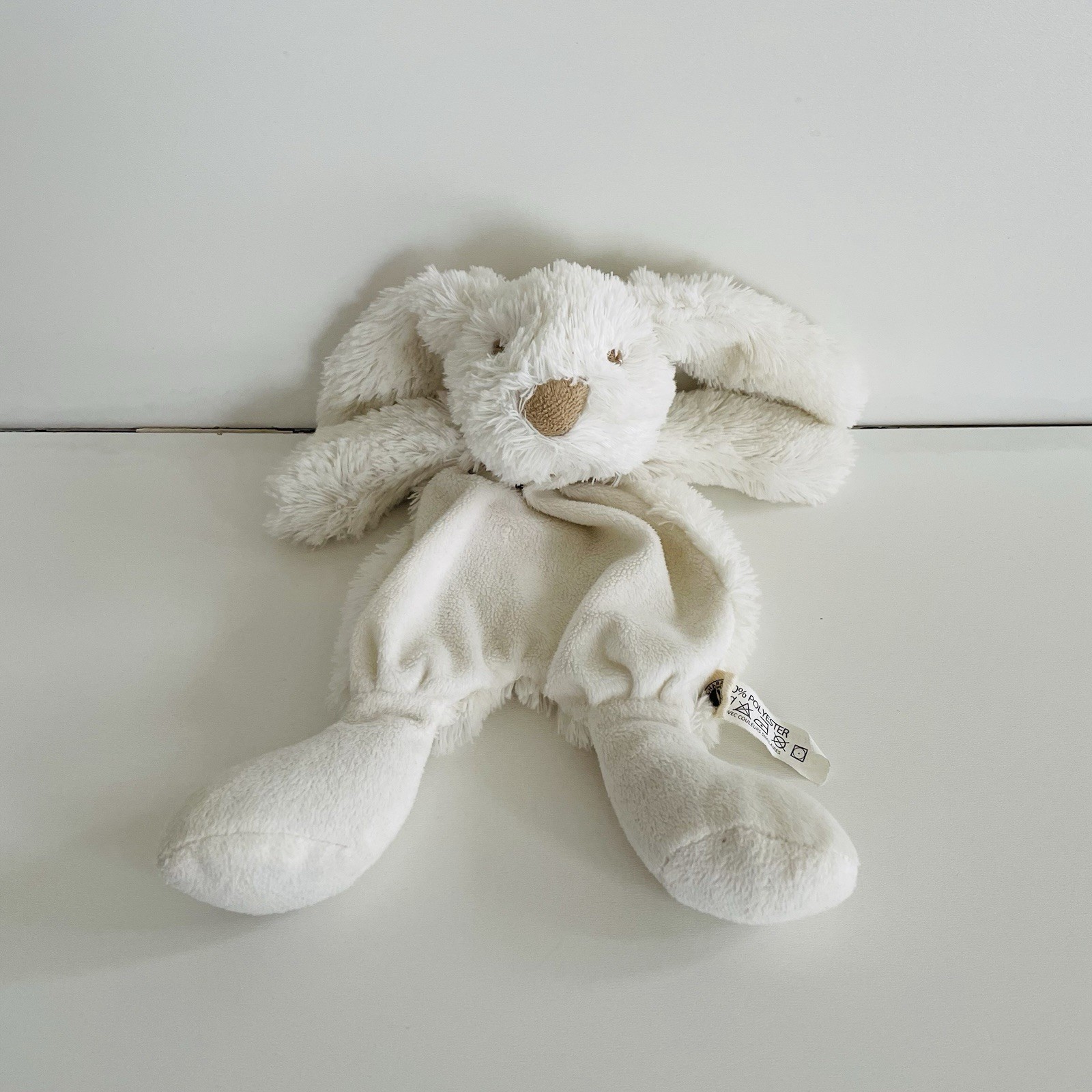 Peluche Doudou Plat Lapin Blanc Bouchara Eurodif Naissance