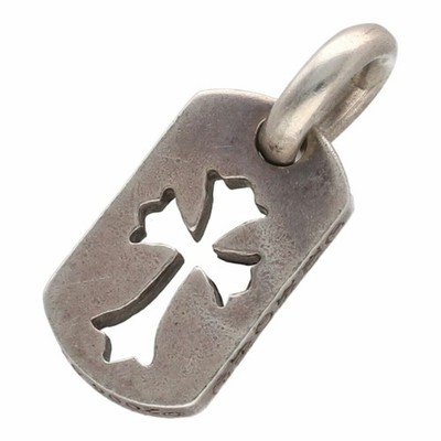 Used CHROME HEARTS Tiny Cutout Cross Dog Tag SV925 Silver Necklace