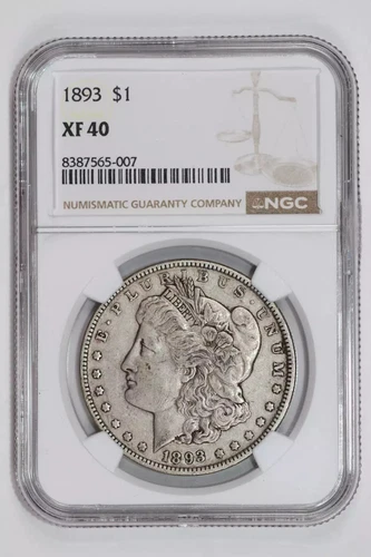1893 MORGAN DOLLAR NGC XF40 PQ ORIGINAL!
