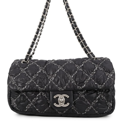 CHANEL Paris-Byzance Single Flap Double Chain Bag Nylon Black A50629
