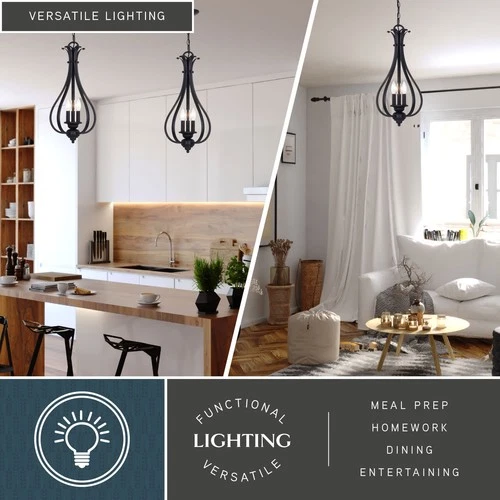 Vaxcel Lighting P0382 Monrovia 3 Light 11"W Taper Candle Pendant - Bronze - Picture 11 of 12