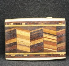 WF07121 REALLY COOL VINTAGE 1970s  WOODEN ARTWORK  FASHION UNISEX BELT BUCKLE