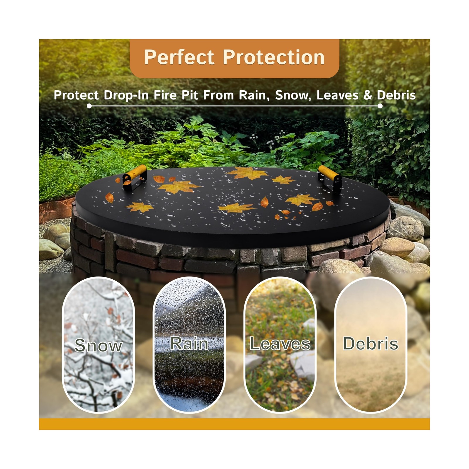 Simond Store Fire Pit Cover Round 38" - Rust Resistant 1.5mm Powder Coated Ca...