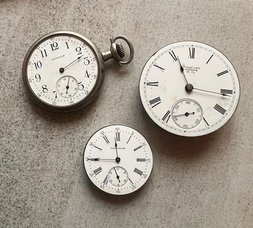 Antique Vintage Waltham Pocket Watch Movements Please Read! Lot Of 3