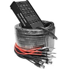 16 Channel 100ft XLR Low Profile Snake Cable with 4 TRS Returns