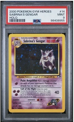 Pokémon Gym Heroes Sabrina's Gengar Holo Rare PSA 9 14/132 2000 Unlimited