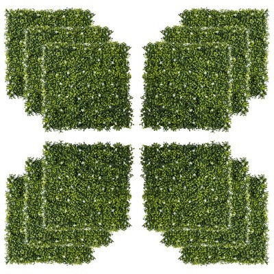 12 Stück Künstliche Buchsbaum Wandpaneele 20'' x 20'' Rasen Bildschirm Milan Gras