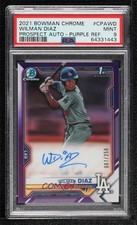 2021 Bowman Chrome Prospect Purple Refractor Wilman Diaz PSA 9 MINT Auto 6u3