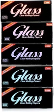 5 Booklets x GLASS Clear Rolling Paper King Size - 100% Natural - 200 Papers 