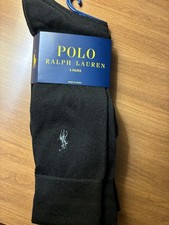 NEW POLO RALPH LAUREN MEN 3 PACK SOCKS Black DRESS Back School 10-13