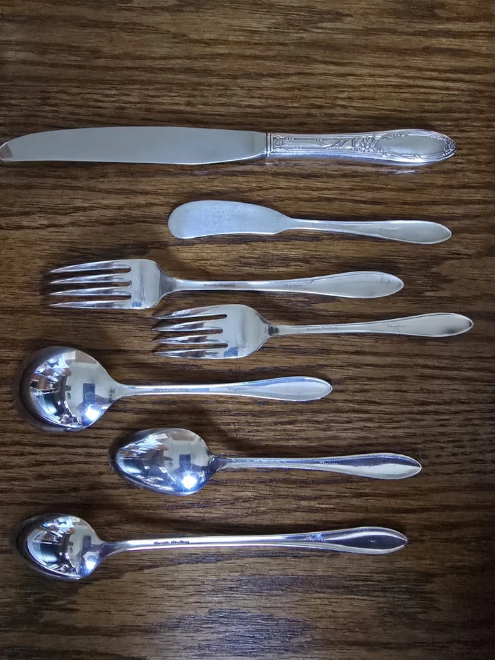 Oneida Sterling Vintage Antique Silverware Place Setting Virginian 7pc Heirloom - Image 2 of 4