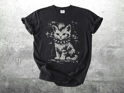 Vintage Funny Cat Shirt, Punk Kitten, Oversize, Womens, Mens, Comfort Colors T-s