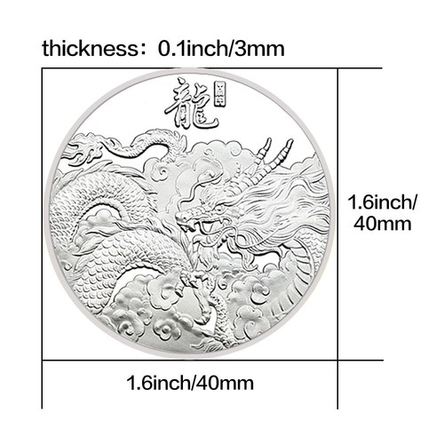 5 PCS Mythical Dragon Silver Coin Chinese Zodiac Year of Dragon Collectible - Picture 2 of 6