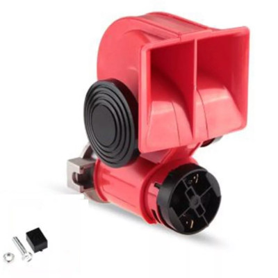 2 Klang Hupe Horn 24V Rot Kompressor 125dB Fanfare für LKW Bus Wohnmobil Traktor