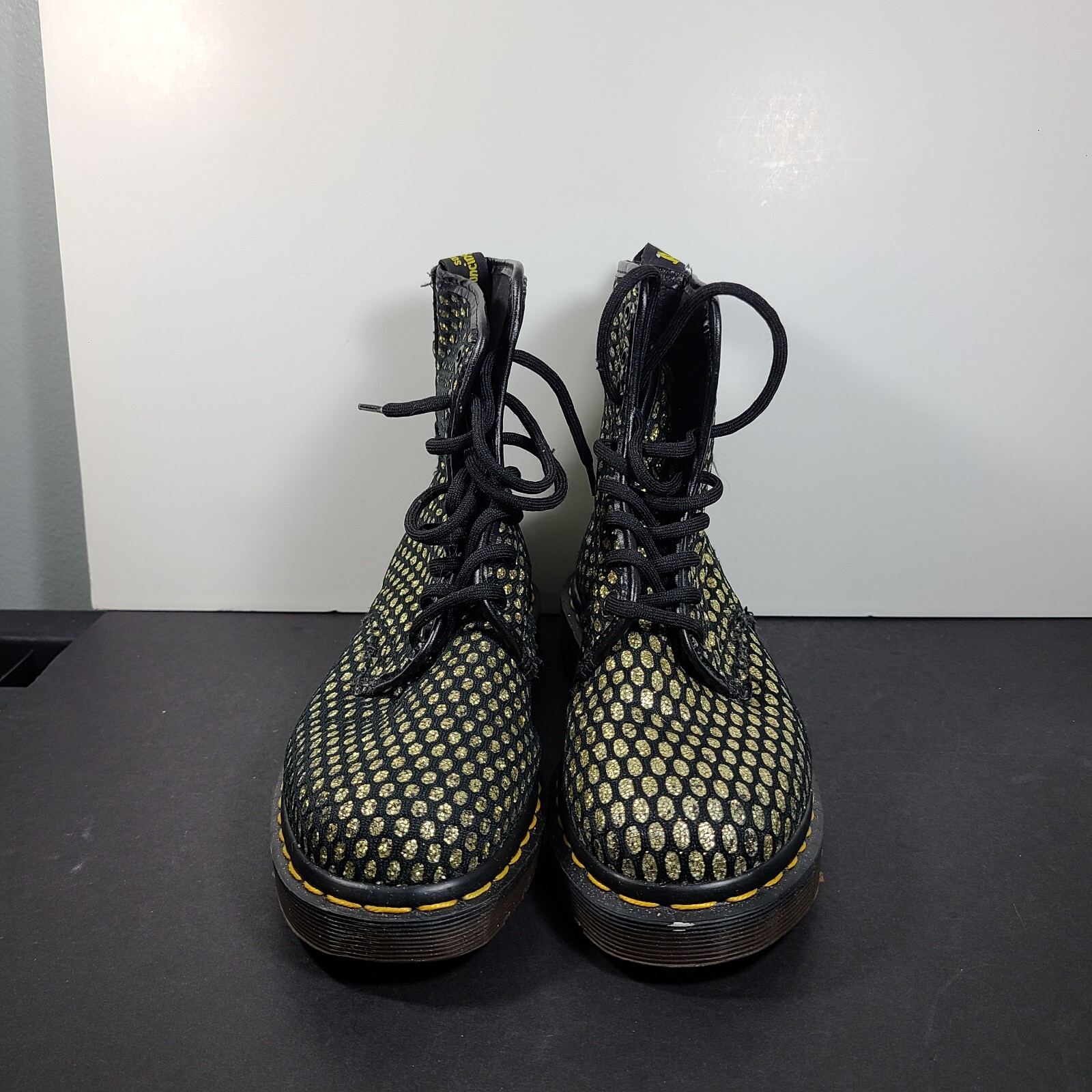 Doc Dr Martens Gold Glitter Oval Pattern Boots VTG MA… Gem