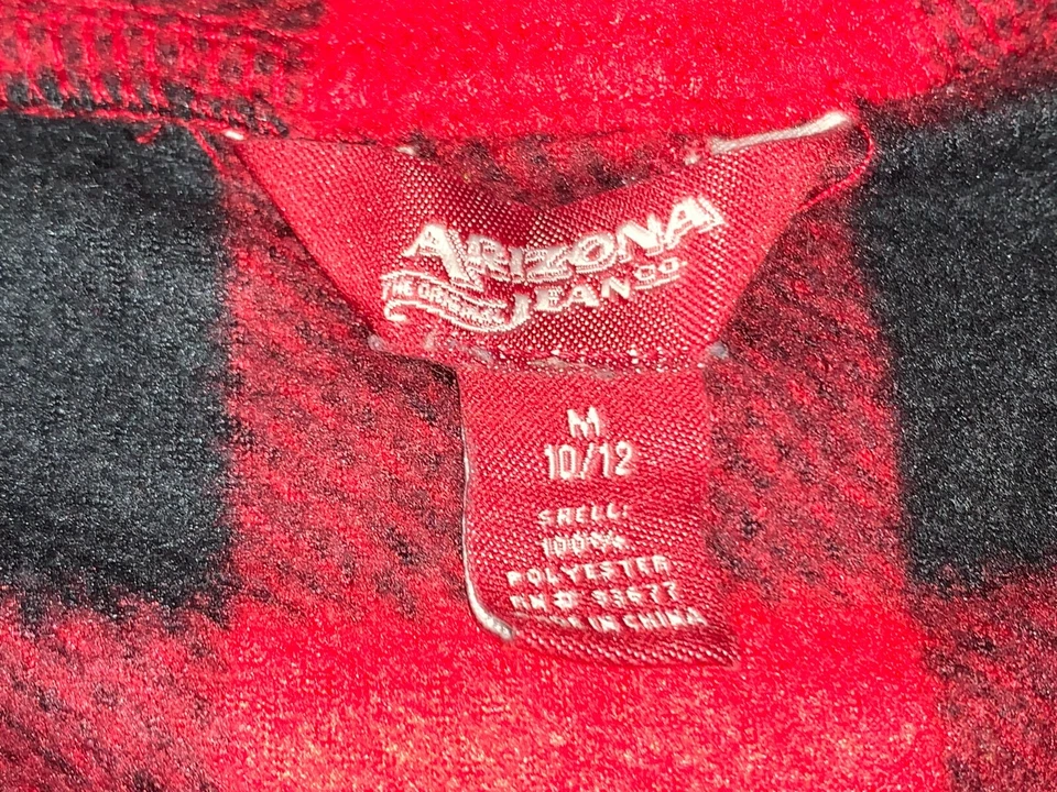 Arizona Buffalo Check Rojo Negro 1/4 Cremallera Polar Pullover Chaqueta Camisa Niño M 10 12 Foto 4 de 4