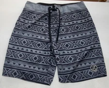 LIFE IS GOOD Size 40 (40x9) Board Shorts Swim Trunk Black Gray Tribal Surf Wear