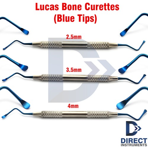 Dental Lucas Bone Curettes Blue Tip 2.5mm 3.5mm 4mm Periodontal