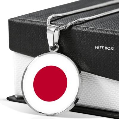 Japan Flag Necklace Stainless Steel or 18k Gold 18-22