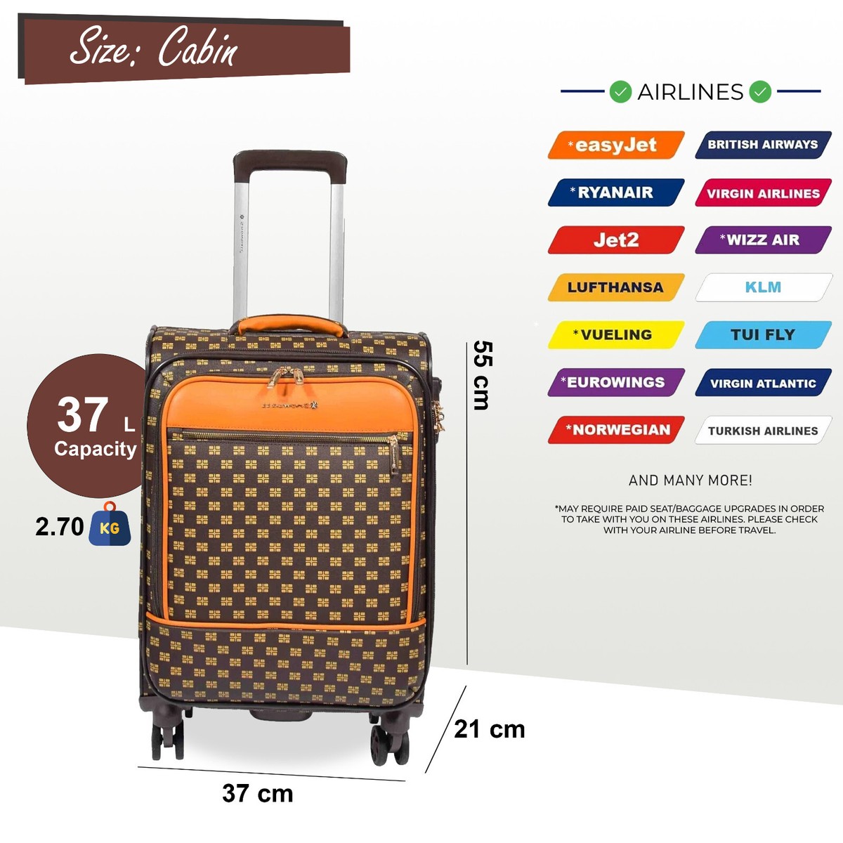 Vueling Airlines Rimborso Bagaglio Smarrito Vueling Guscio Morbido Cabina  Valigia 55 X 37 X 21 CM Bagaglio Adatto Per