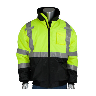 PIP Hi-Vis Class 3 Insulated Safety Bomber Reflective Jacket ROAD WORK ...